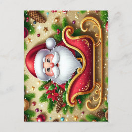 Feestelijke Kerstman in Sleigh Feestdagenkaart