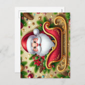 Feestelijke Kerstman in Sleigh Feestdagenkaart (Voorkant / Achterkant)