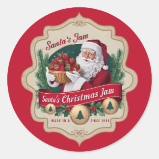 Feestelijke Kerstman Jam Ronde Sticker