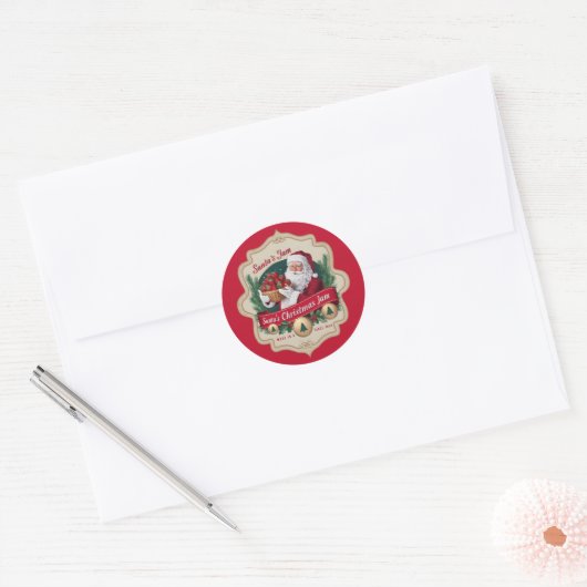 Feestelijke Kerstman Jam Ronde Sticker (Envelop)
