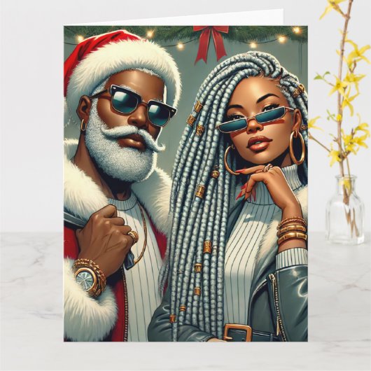 Feestelijke Kerstman Kaart (Gele Bloem)