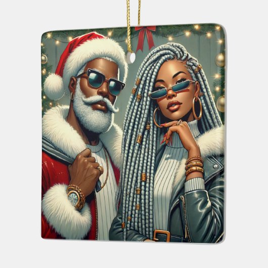 Feestelijke Kerstman Keramisch Ornament (Links)