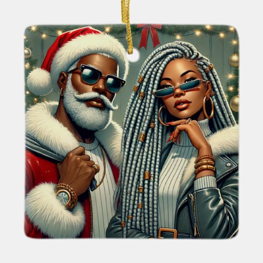 Feestelijke Kerstman Keramisch Ornament (Voorkant)