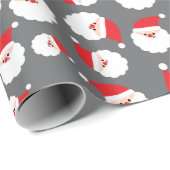 Feestelijke Kerstman Kerst Donkergrijs Naadloos Cadeaupapier (Rol Hoek)