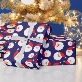 Feestelijke Kerstman Kerstcadeau Blauw Naadloos Cadeaupapier