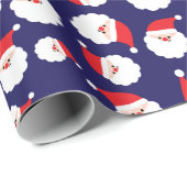 Feestelijke Kerstman Kerstcadeau Blauw Naadloos Cadeaupapier (Rol Hoek)