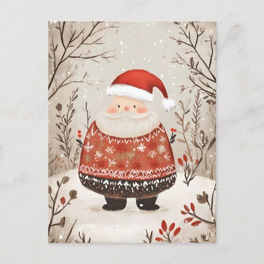 Feestelijke Kerstman Kerstgroet Briefkaart (Voorkant)