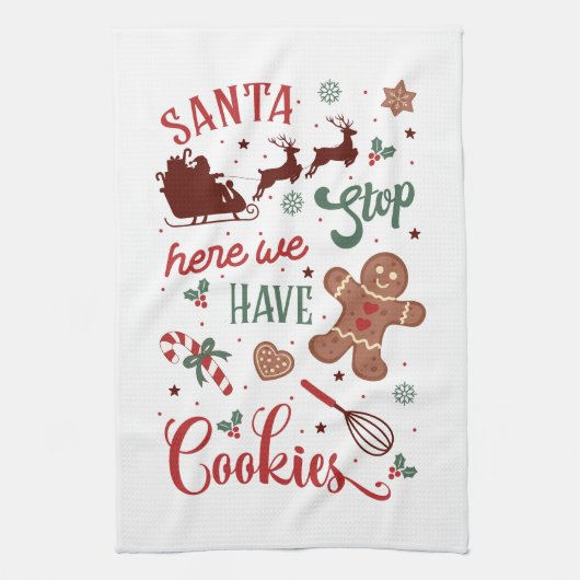 Feestelijke Kerstman kerstkoekjes  Theedoek (Verticaal)