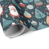 Feestelijke Kerstman Kerstmis Cadeaupapier (Rol Hoek)