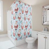 Feestelijke Kerstman Kerstpatroon Douchegordijn (In situ)