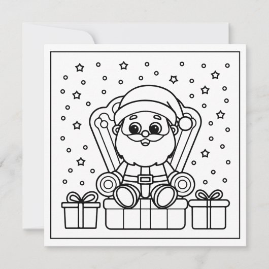 Feestelijke Kerstman kleuring Feestdagenkaart (Voorkant)