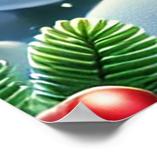 Feestelijke kerstman komt uit schoorsteen poster (Hoek)