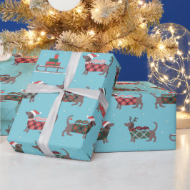 Feestelijke Kerstman Korthals Slede Inpakpapier