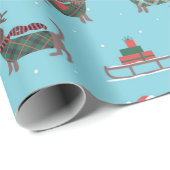 Feestelijke Kerstman Korthals Slede Inpakpapier (Rol Hoek)