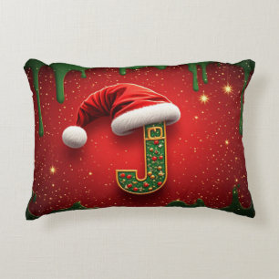 Feestelijke Kerstman Letter J Rode Hoed Riem  Accent Kussen