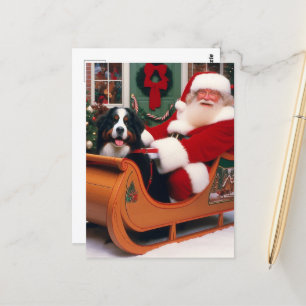 Feestelijke Kerstman levert Berner Sennenhond Briefkaart