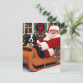 Feestelijke Kerstman levert Berner Sennenhond Briefkaart (Staand voorkant)