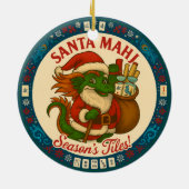Feestelijke Kerstman Mahj Versiering Keramisch Ornament (Achterkant)