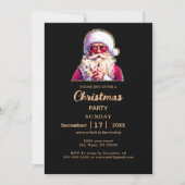 Feestelijke kerstman met bril Zwart Kerstfeest Kaart (Voorkant)