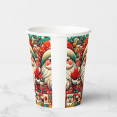 Feestelijke Kerstman met heldere kleuren en speelg Papieren Bekers (Rechts)