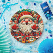 Feestelijke Kerstman met heldere kleuren en speelg Papieren Bordje (Feest)