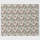 Feestelijke Kerstman met Holly Kransen Patroon Cadeaupapier (Vlak)