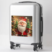 Feestelijke Kerstman met Kerstboom Sticker (Koffer)