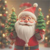 Feestelijke Kerstman met Kerstboom Sticker (Voorkant)