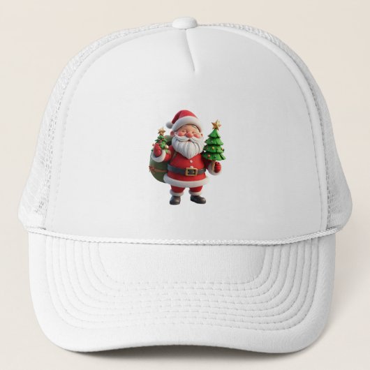 Feestelijke Kerstman met Kerstboom Trucker Pet (Voorkant)
