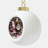 Feestelijke kerstman met kerstdetails keramische bal ornament (Rechts)
