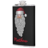 Feestelijke kerstman met krullende baard gepersona heupfles (Links)