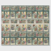 Feestelijke  Kerstman met Zilveren Hoogtepunten Cadeaupapier (Vlak)