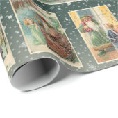 Feestelijke  Kerstman met Zilveren Hoogtepunten Cadeaupapier (Rol Hoek)