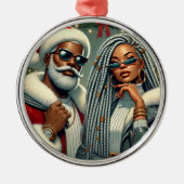 Feestelijke Kerstman Metalen Ornament (Voorkant)