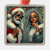 Feestelijke Kerstman Metalen Ornament (Voorkant)