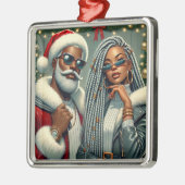 Feestelijke Kerstman Metalen Ornament (Links)