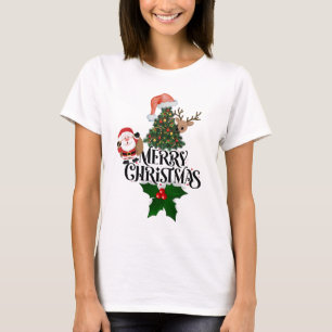 Feestelijke Kerstman, Rendier & Kerstboom "Vrolijk T-shirt