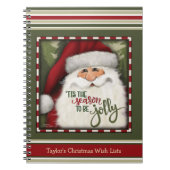 Feestelijke Kerstman Rood Groen Kerst Wensenlijst  Notitieboek (Voorkant)