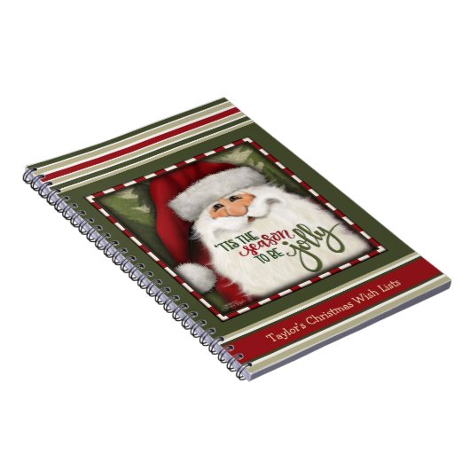 Feestelijke Kerstman Rood Groen Kerst Wenslijst Ki Notitieboek (Rechterzijde)