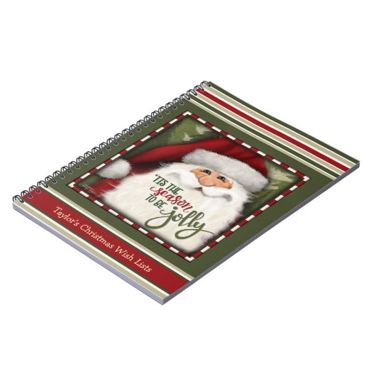 Feestelijke Kerstman Rood Groen Kerst Wenslijst Ki Notitieboek (Linkerzijde)