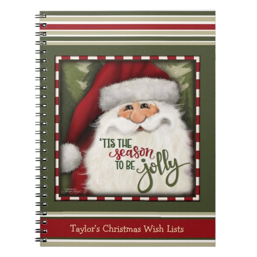 Feestelijke Kerstman Rood Groen Kerst Wenslijst Ki Notitieboek (Voorkant)