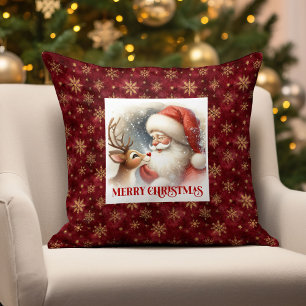 Feestelijke kerstman Rudolph kerst kussen 