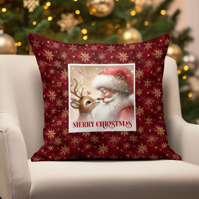 Feestelijke Kerstman Rudolph Kerstkussen Xmas Deco Kussen (Festive Santa Rudolph Holiday Pillow for Xmas Decor
)