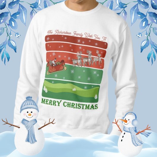 Feestelijke kerstman, slee en rendier t-shirt