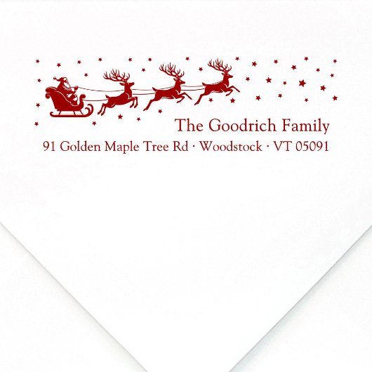 Feestelijke kerstman slee kerst terug adres zelfinktende stempel