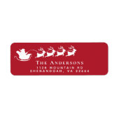 Feestelijke Kerstman Sleigh Red Christmas Return A Etiket (Voorkant)