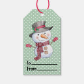 Feestelijke Kerstman Sneeuwman Cadeaulabel (Voorkant)