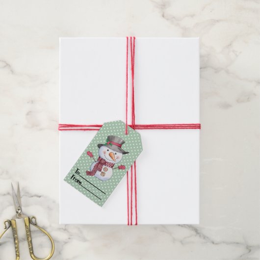 Feestelijke Kerstman Sneeuwman Cadeaulabel (Met Touw)