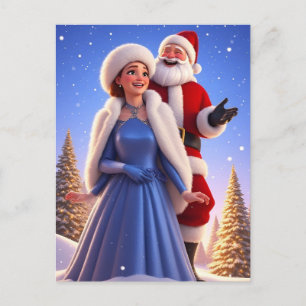 ❄️ Feestelijke Kerstman & Sneeuwmeisje Winterverha Briefkaart