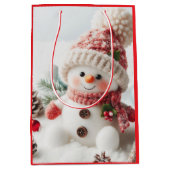 Feestelijke Kerstman Sneeuwpop Medium Cadeauzakje (Voorkant)